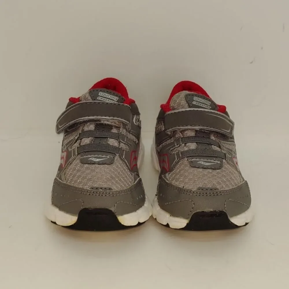 Saucony Crossfire Five Boys Pre-owned Gray & Red Leather Sneakers - sz. 7 1/2W